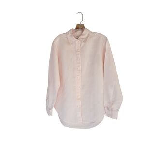 Tea Rose Pink Striped Oxford Shirt Small